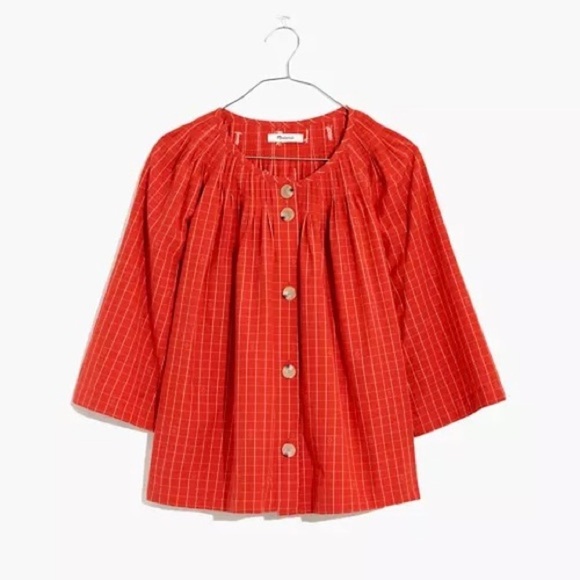 NEW Madewell Pintuck Swing Top in Windowpane Jacquard - Picture 4 of 10